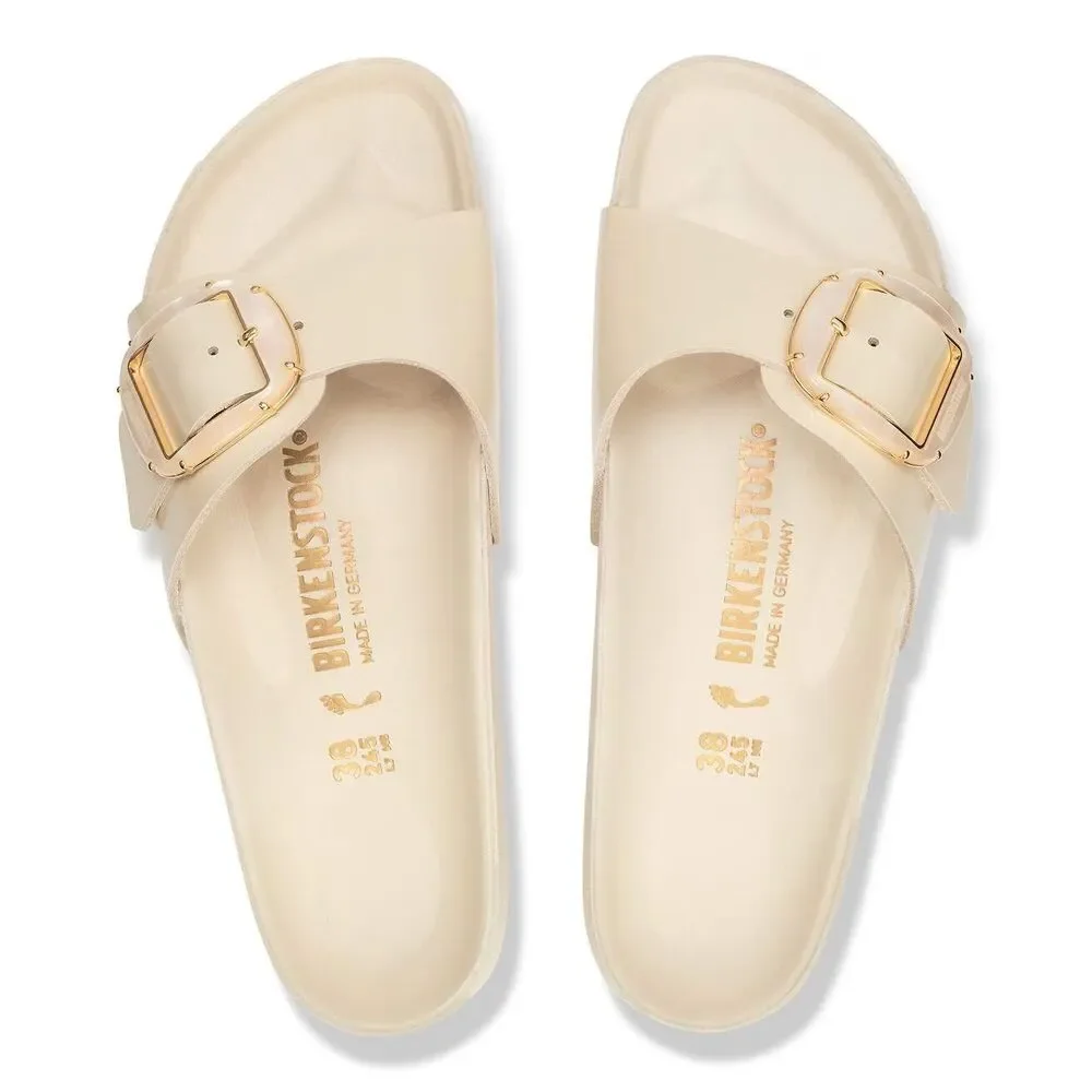Birkenstock Women Madrid Big Buckle Leather Pearl High Shine Ecru EU 38 NAR $260